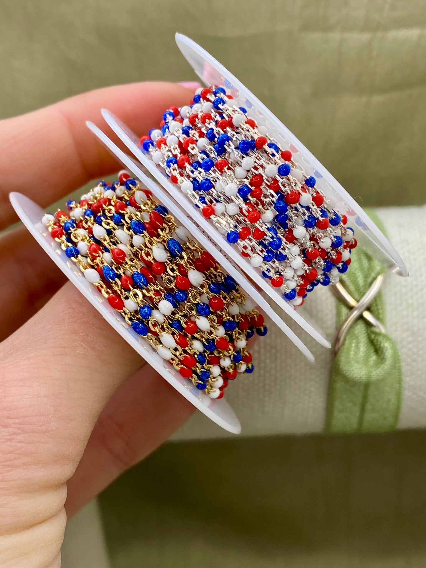Red White Blue USA Enamel Chain - Dot Cable - E9