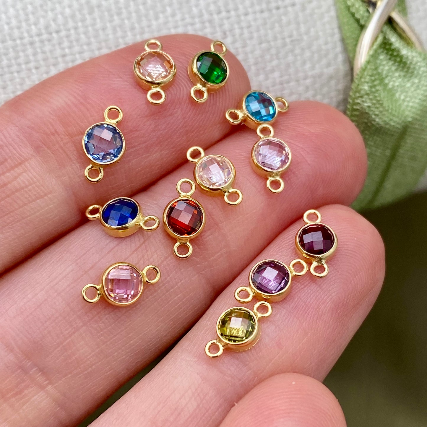 Luxe Flatback Birthstone Connectors 4mm - Sterling Silver- B46S - Luxe Colors