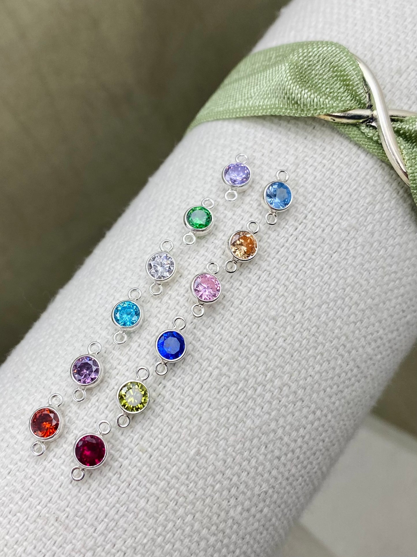 3mm Birthstone Connectors - Sterling Silver - B44S - Luxe Colors