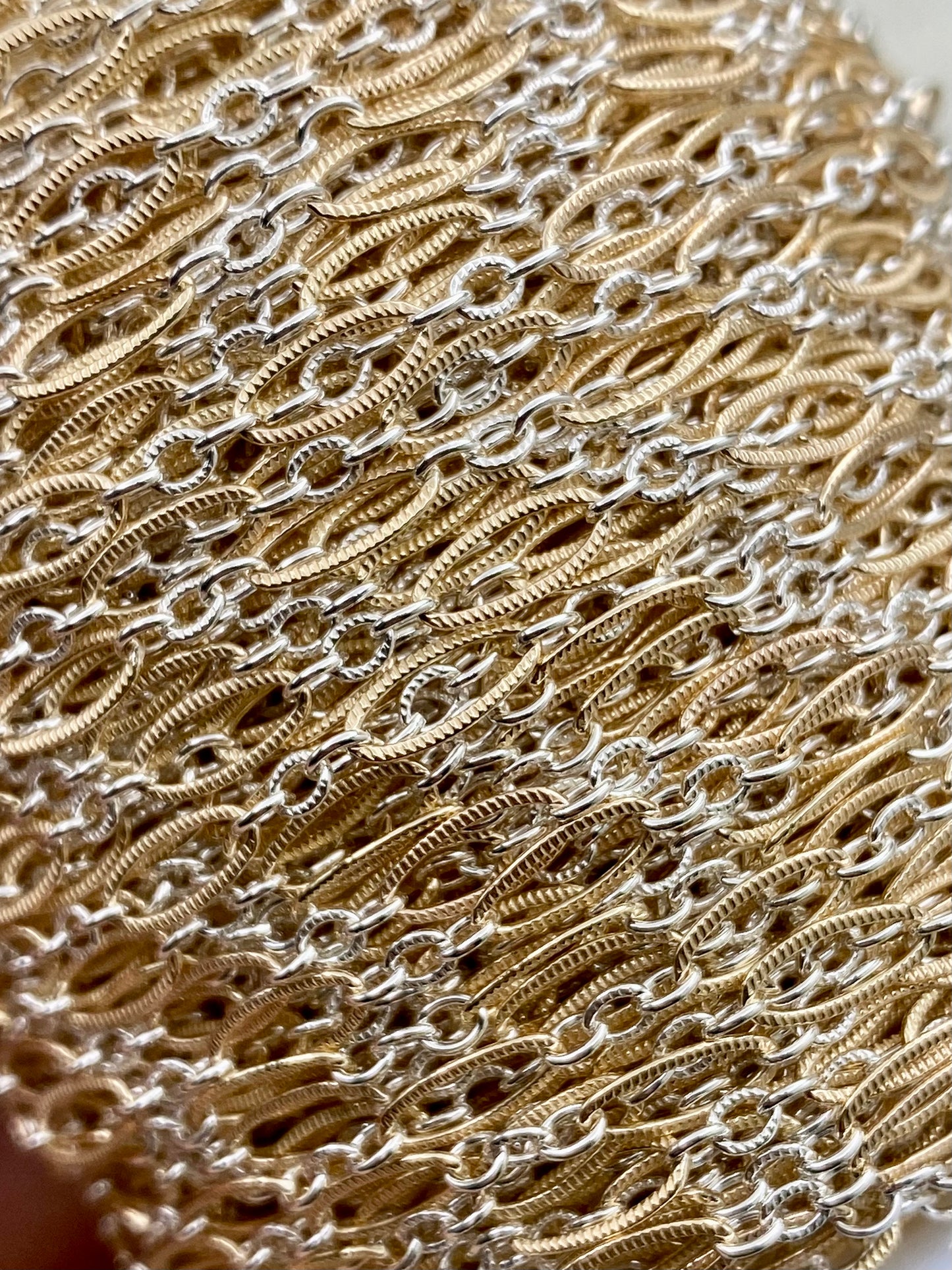 Mixed Metal Textured Oval Long & Short - C34