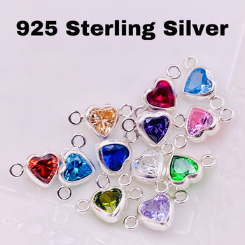 Luxe Heart Birthstone Connectors - Sterling Silver - B39S - Luxe Colors