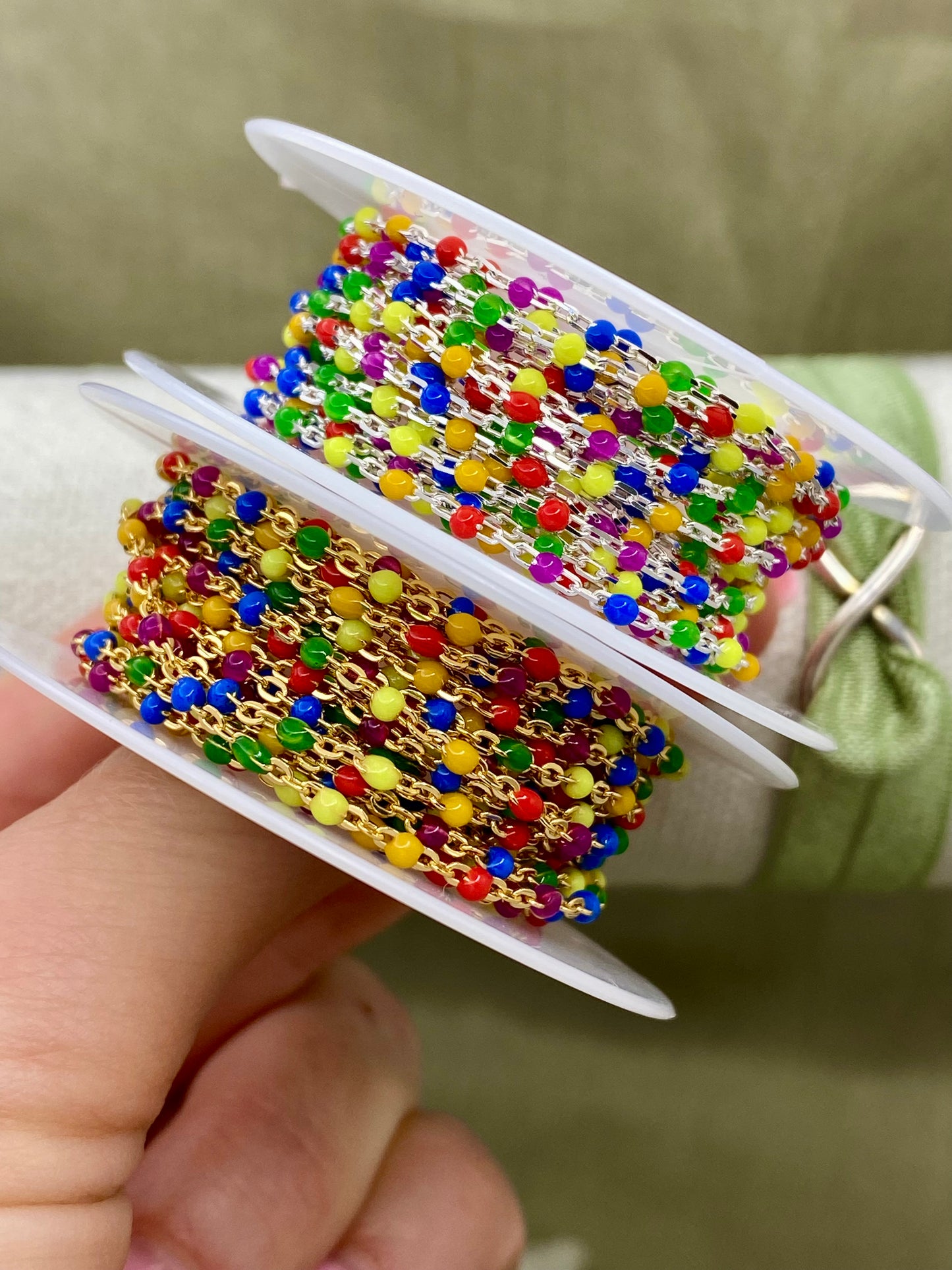 Rainbow Enamel Chain - Dot Cable - E19