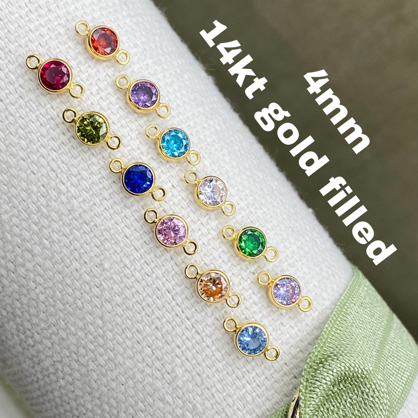 Luxe 4mm Birthstone Connectors Round - Gold Filled - B41G - Luxe Colors