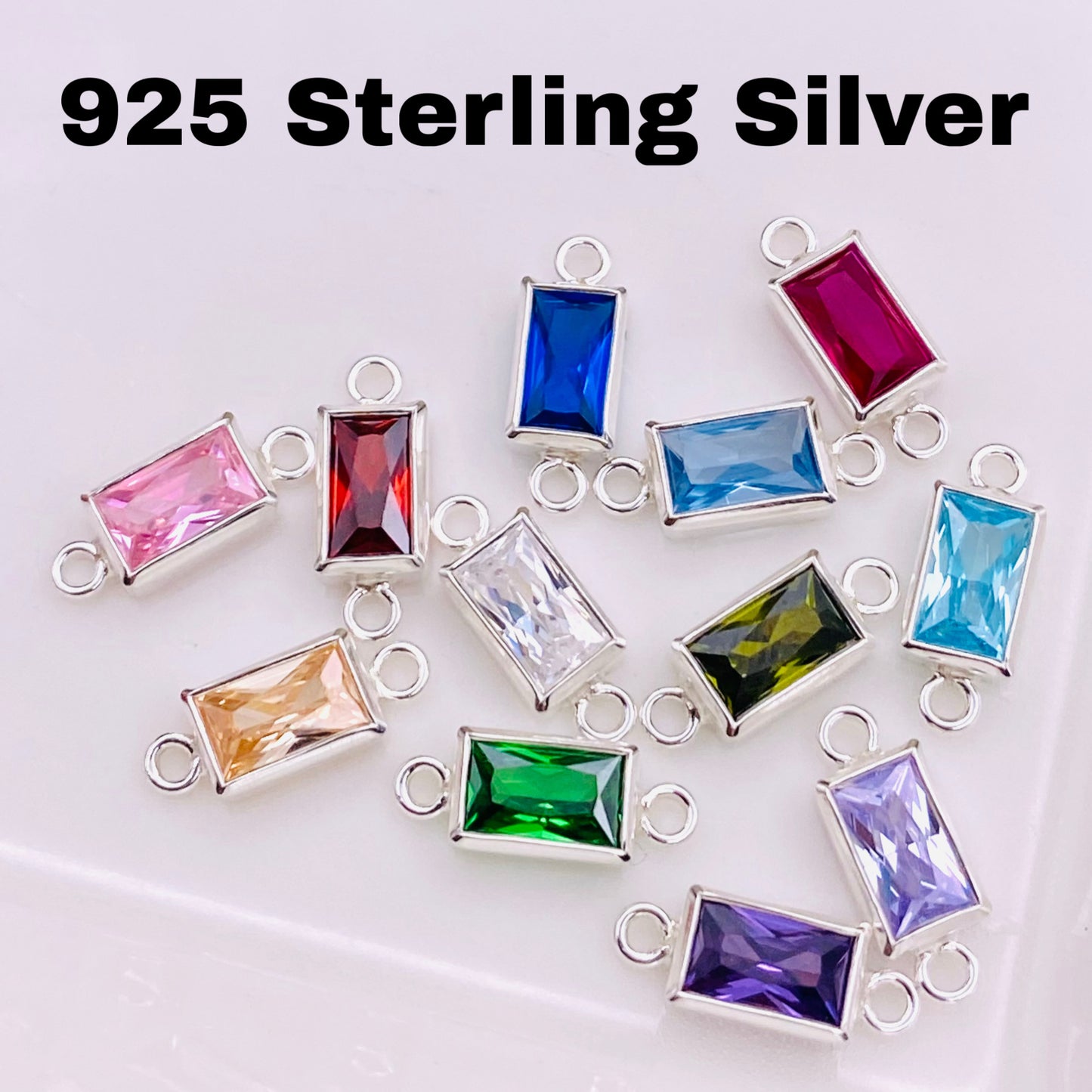 Luxe Baguette Rectangle Birthstone Connectors - Gold Filled - B42G - Luxe Colors