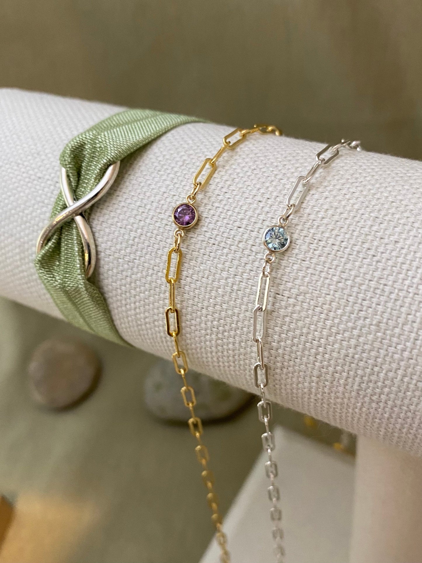 4mm Birthstone Connectors Round - Sterling Silver - B2S - OG Colors