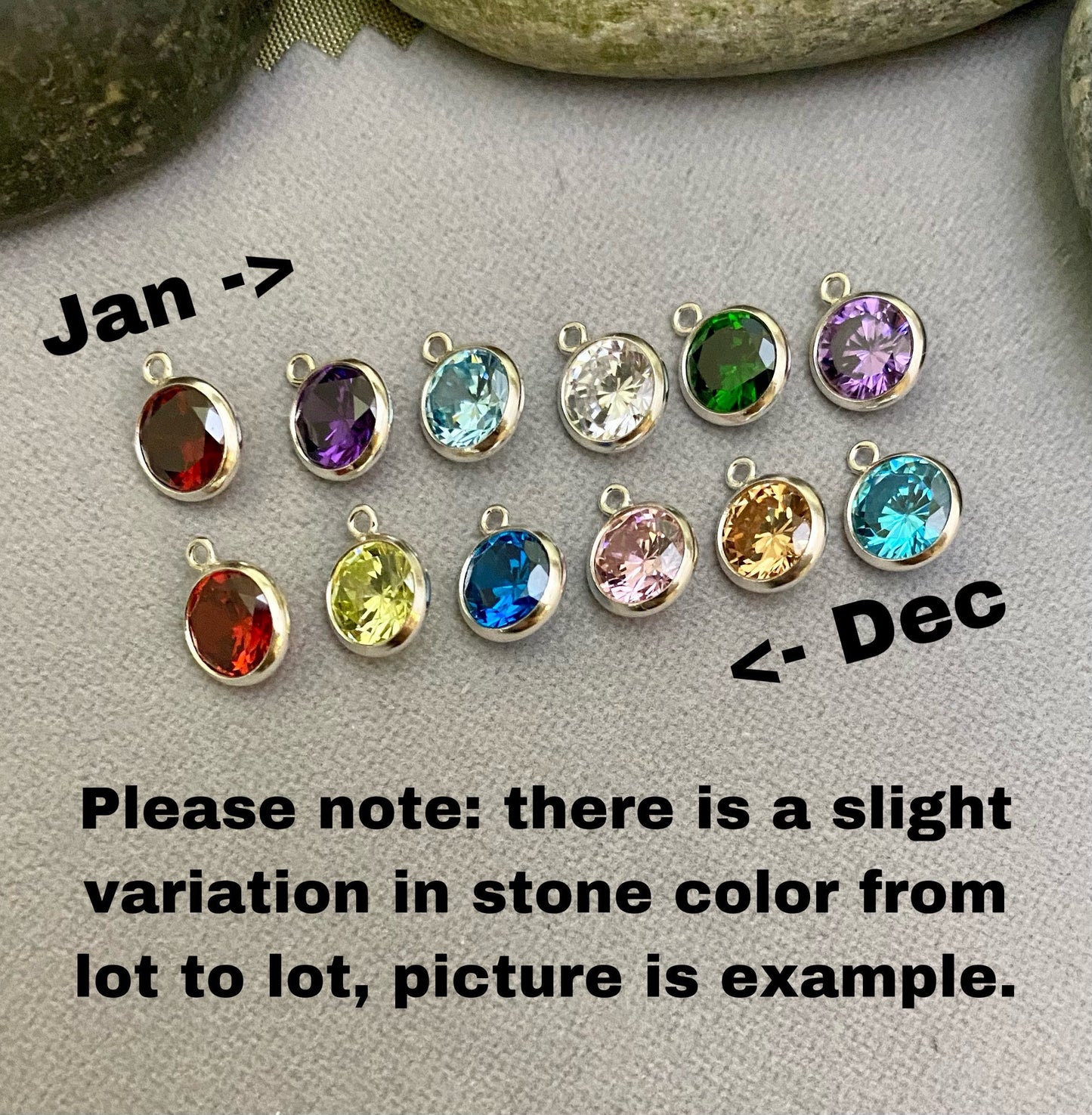 6mm Birthstone Charms - Sterling Silver - B30S