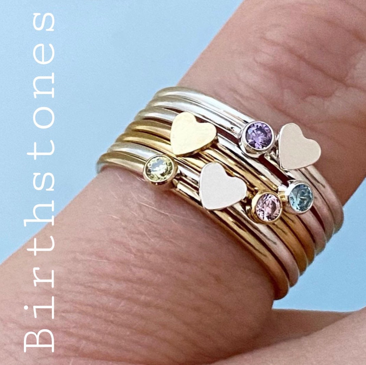 Size Rings Heart or Birthstone Ring Sizes 14kt Gold Filled or