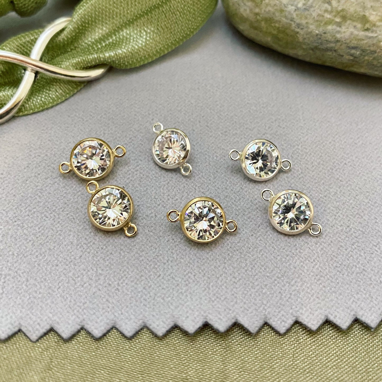 6mm Birthstone Connectors - Sterling Silver - B3S - OG Colors