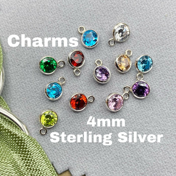4mm Birthstone Charms - Sterling Silver - B29S - OG Colors