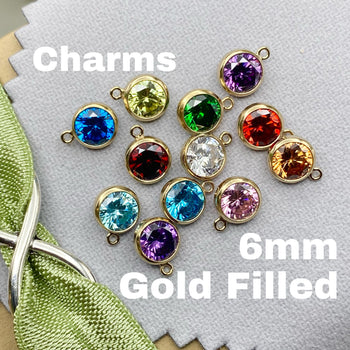 6mm Birthstone Charms - Gold Filled - B30G - OG Colors