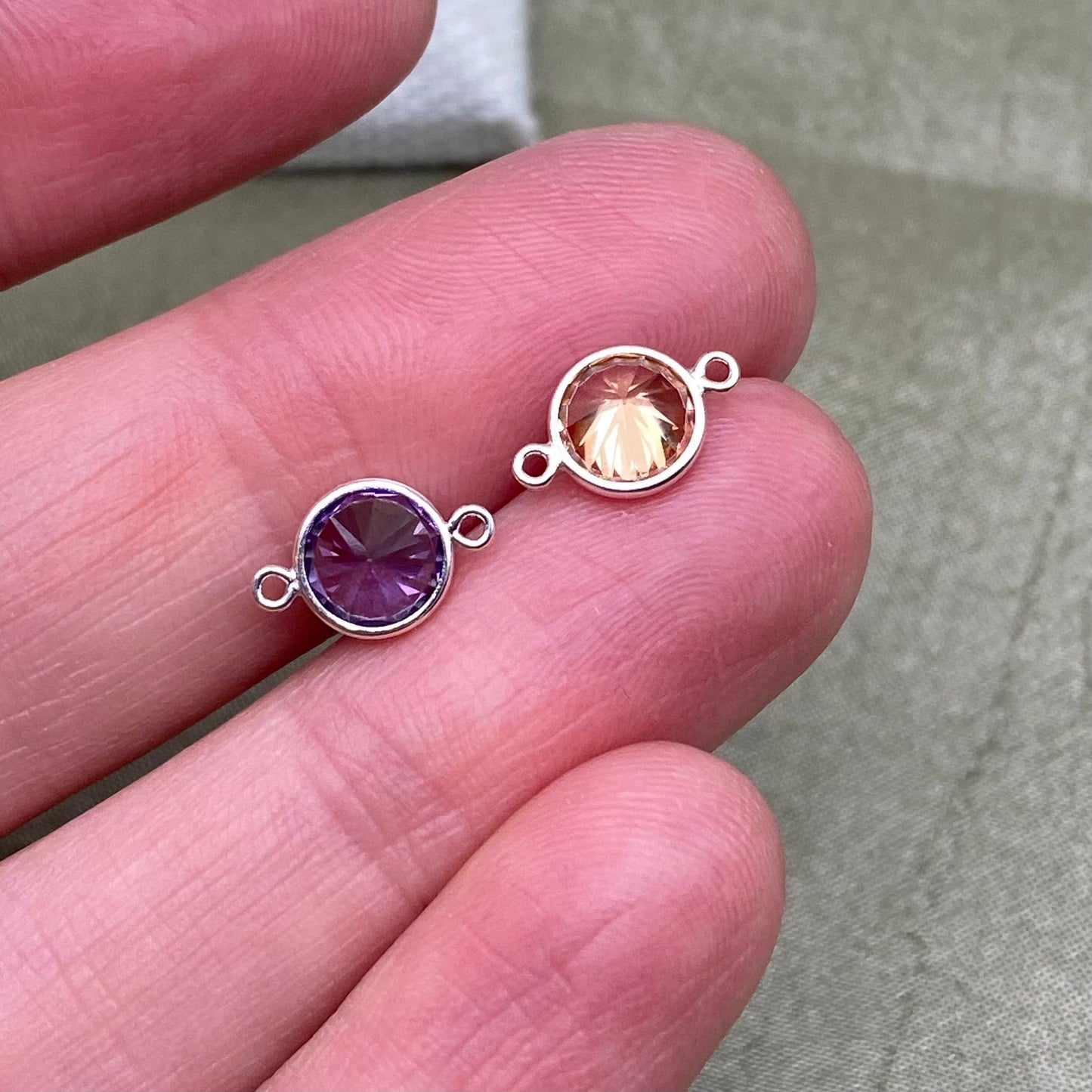 6mm Birthstone Connectors - Sterling Silver - B3S - OG Colors