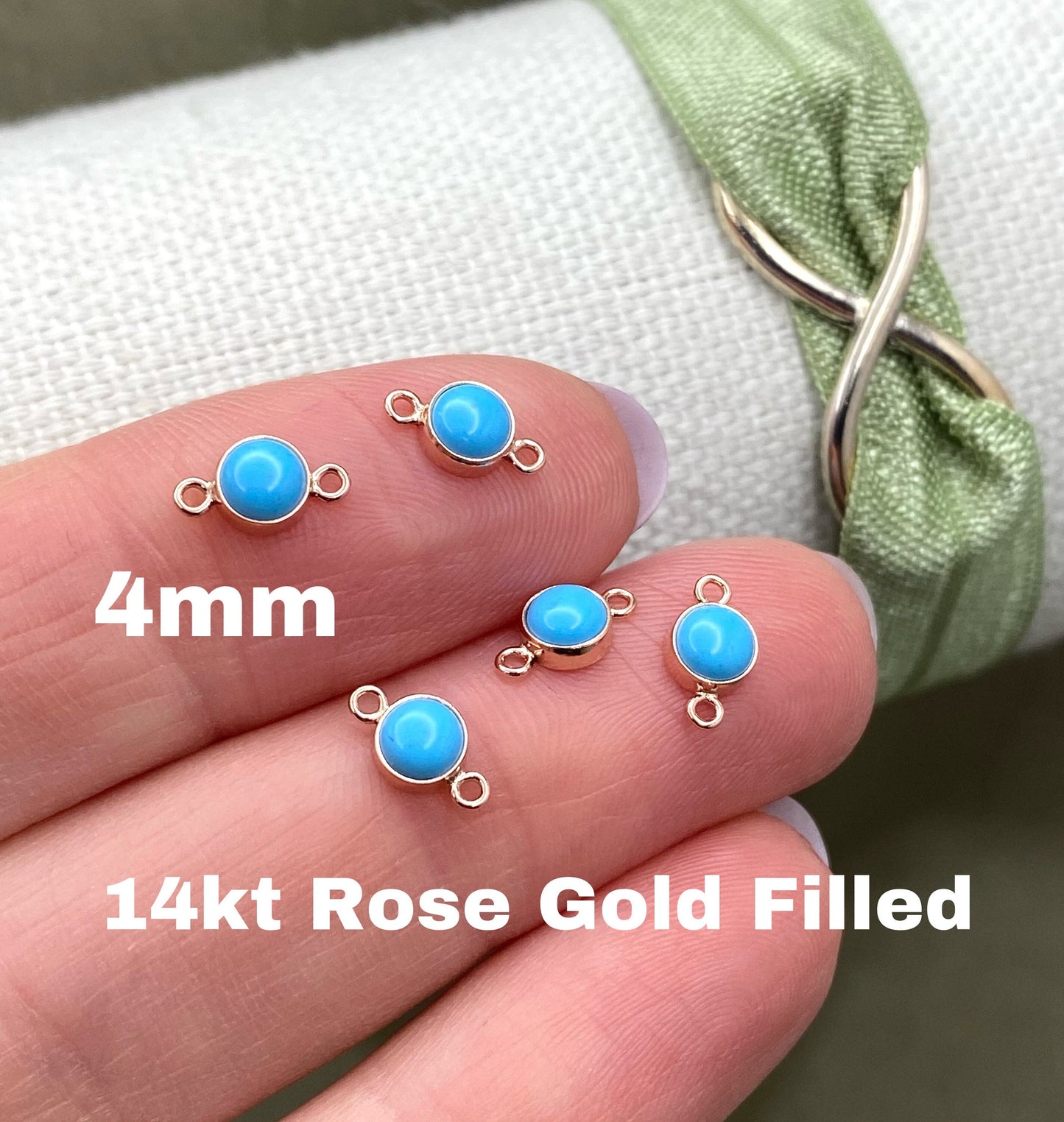 Turquoise Connectors 4mm - 5 Pack - B8