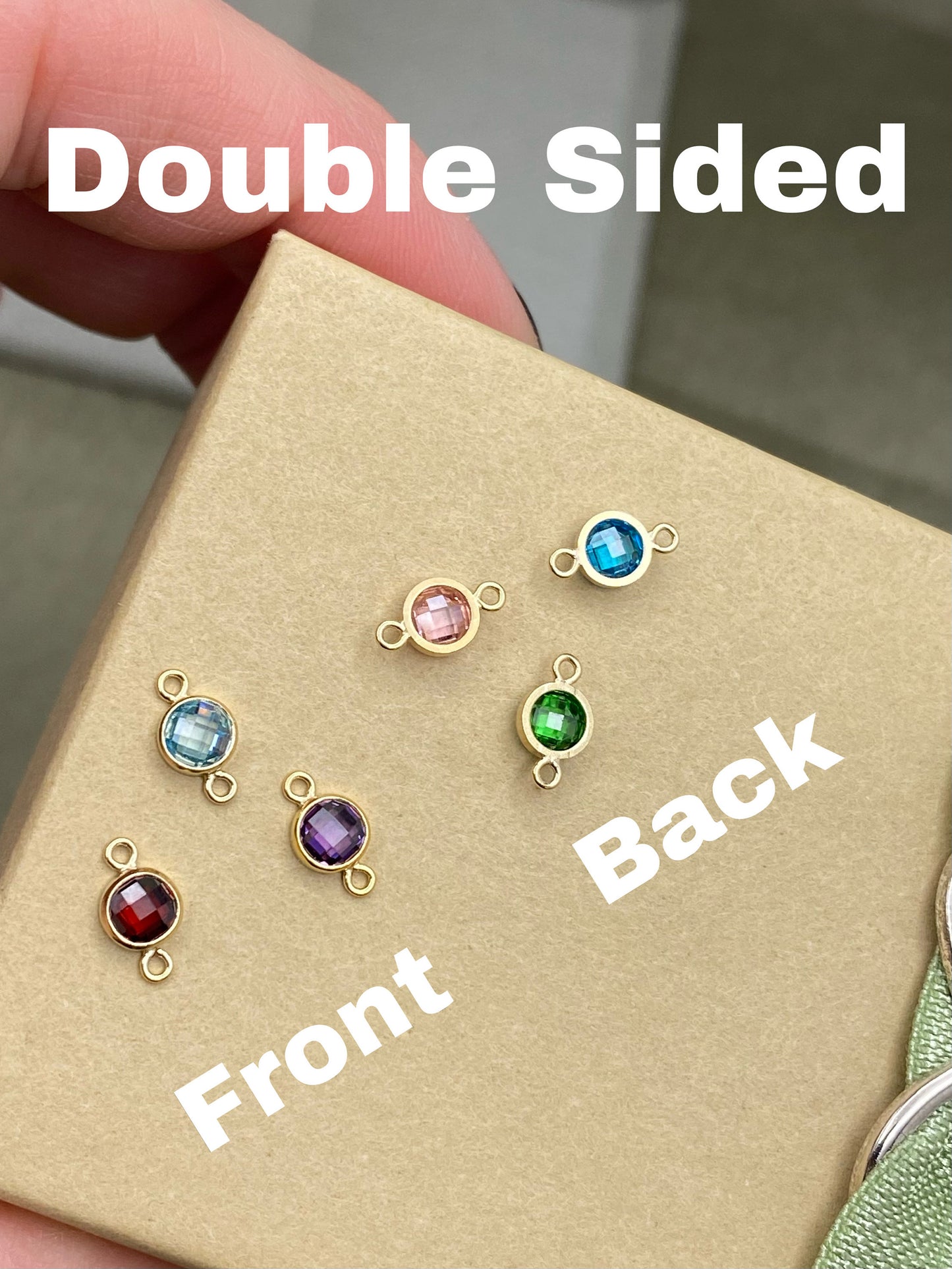 Flatback Birthstone Connectors 4mm - Gold Filled - B4G - OG Colors