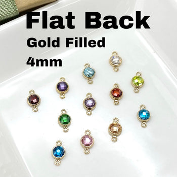Flatback Birthstone Connectors 4mm - Gold Filled - B4G - OG Colors