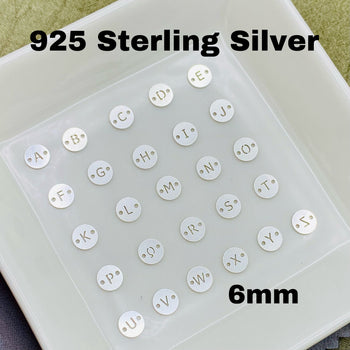 Round Letter Connectors 6mm - Sterling Silver - L33S