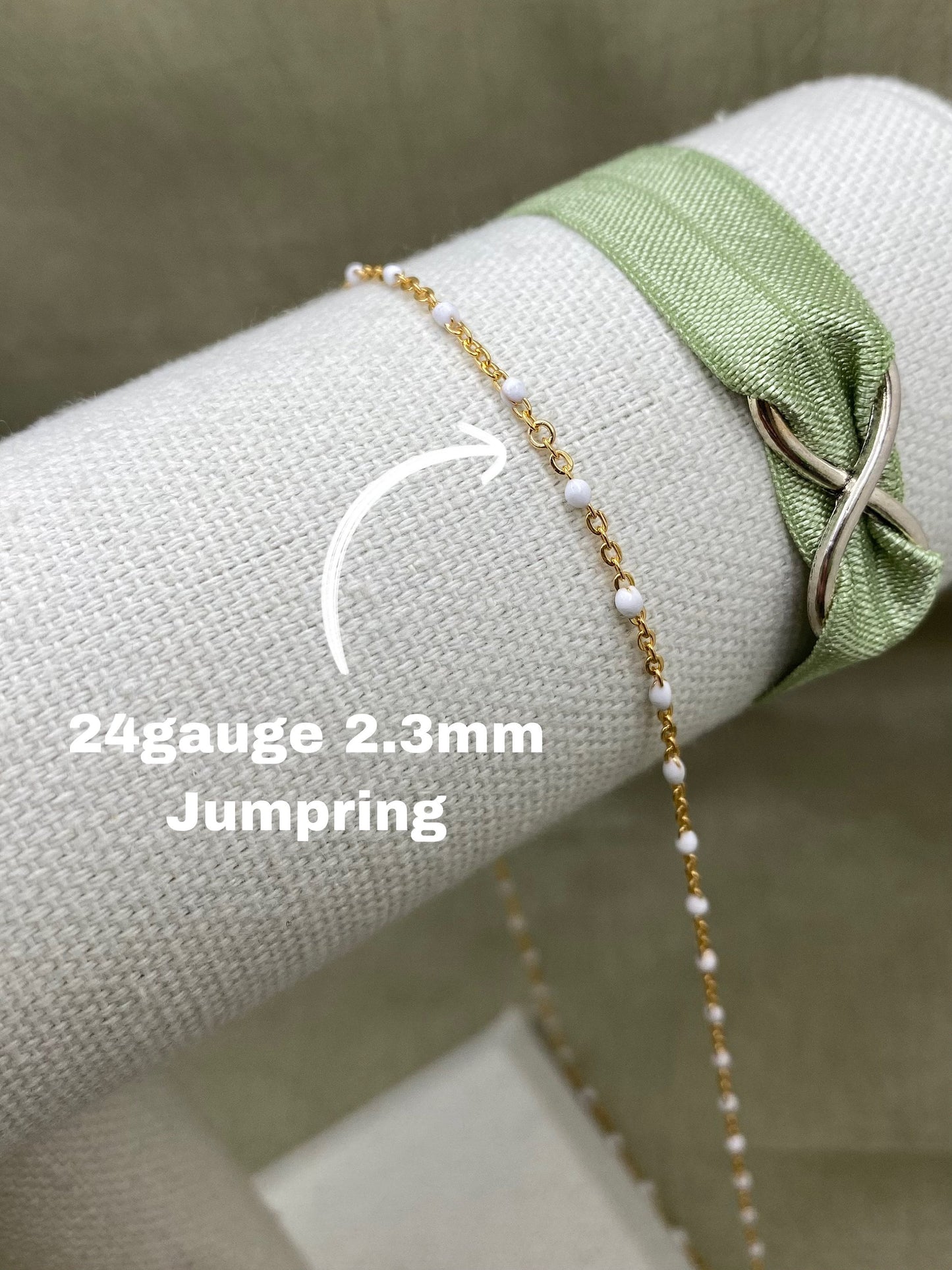 Pink & White Enamel Chain - Dot Cable - E17