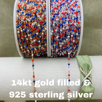 Red White Blue USA Enamel Chain - Dot Cable - E9