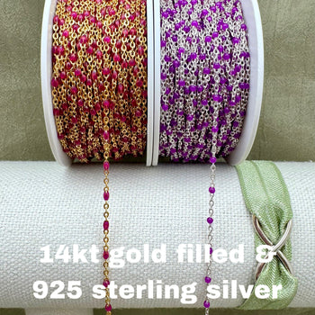 Fuchsia Purple Enamel Chain - Dot Cable - E5