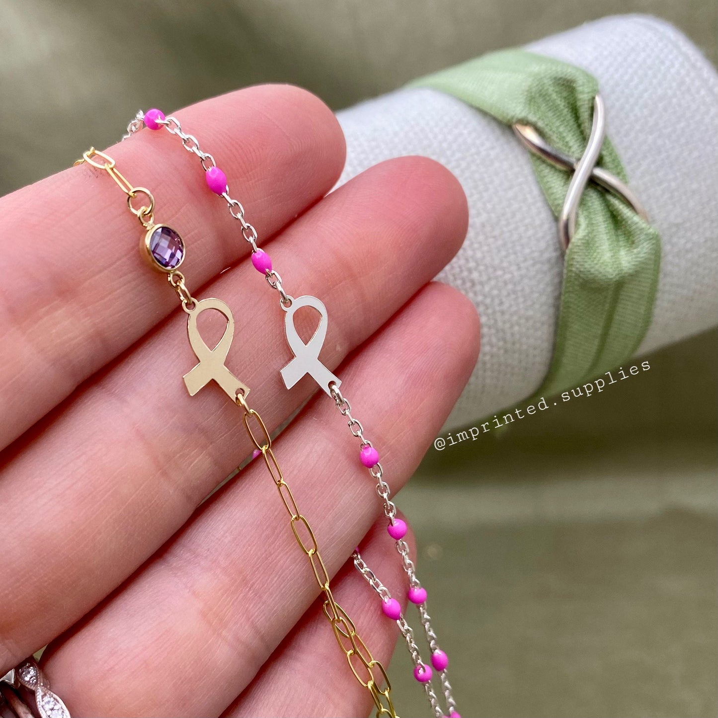 Hot Pink Enamel Chain - Dot Cable - E3