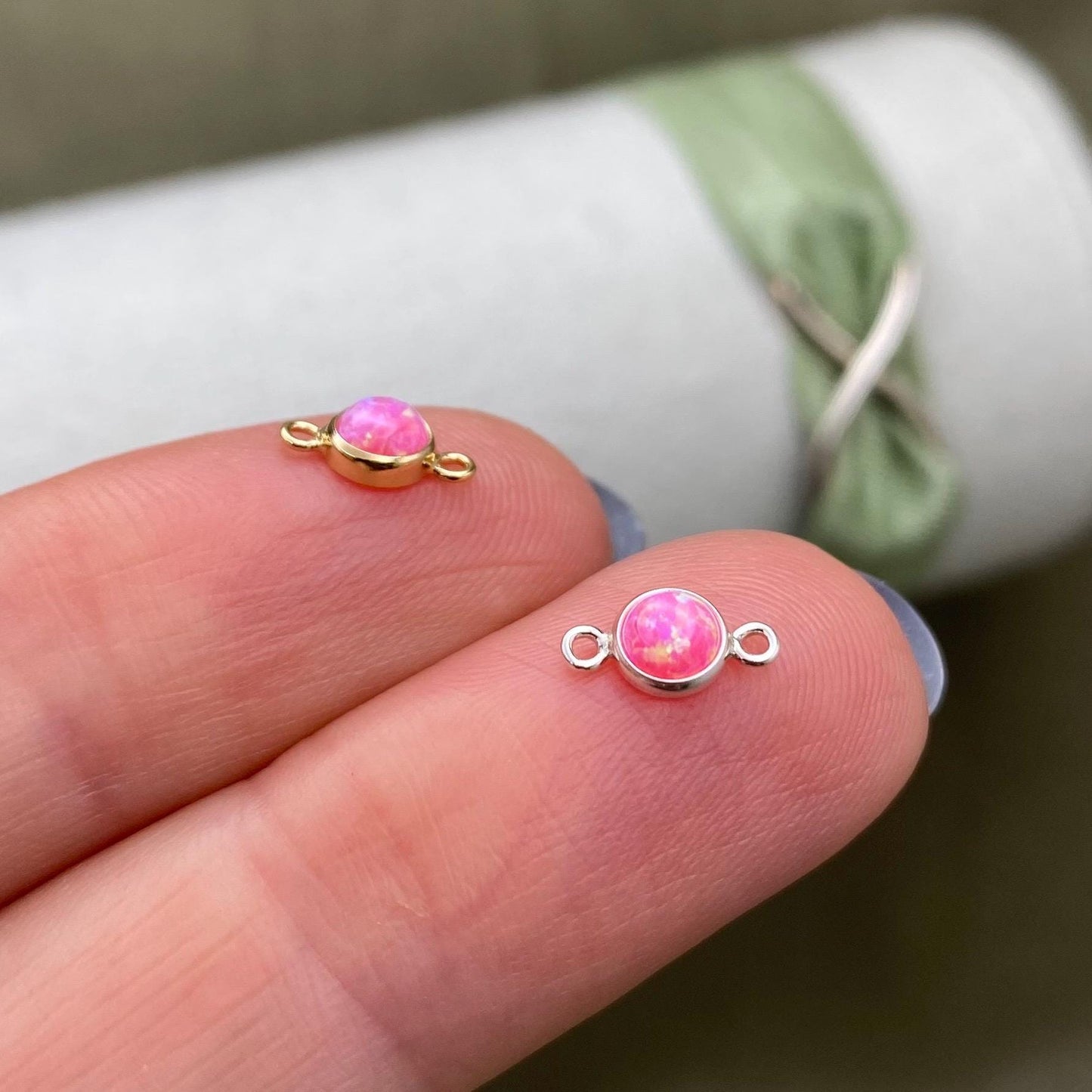 Light Pink Opal Connectors 4mm - 3 Pack - B9