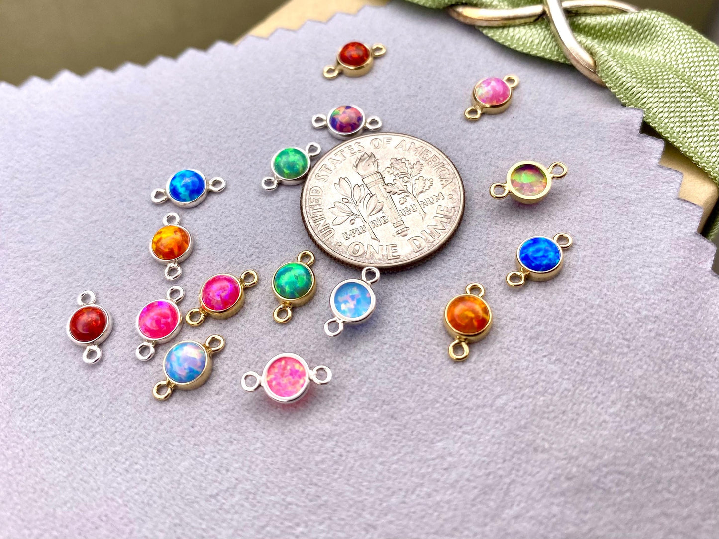 Colorful Opal Connectors 4mm - 18 Pack - S4