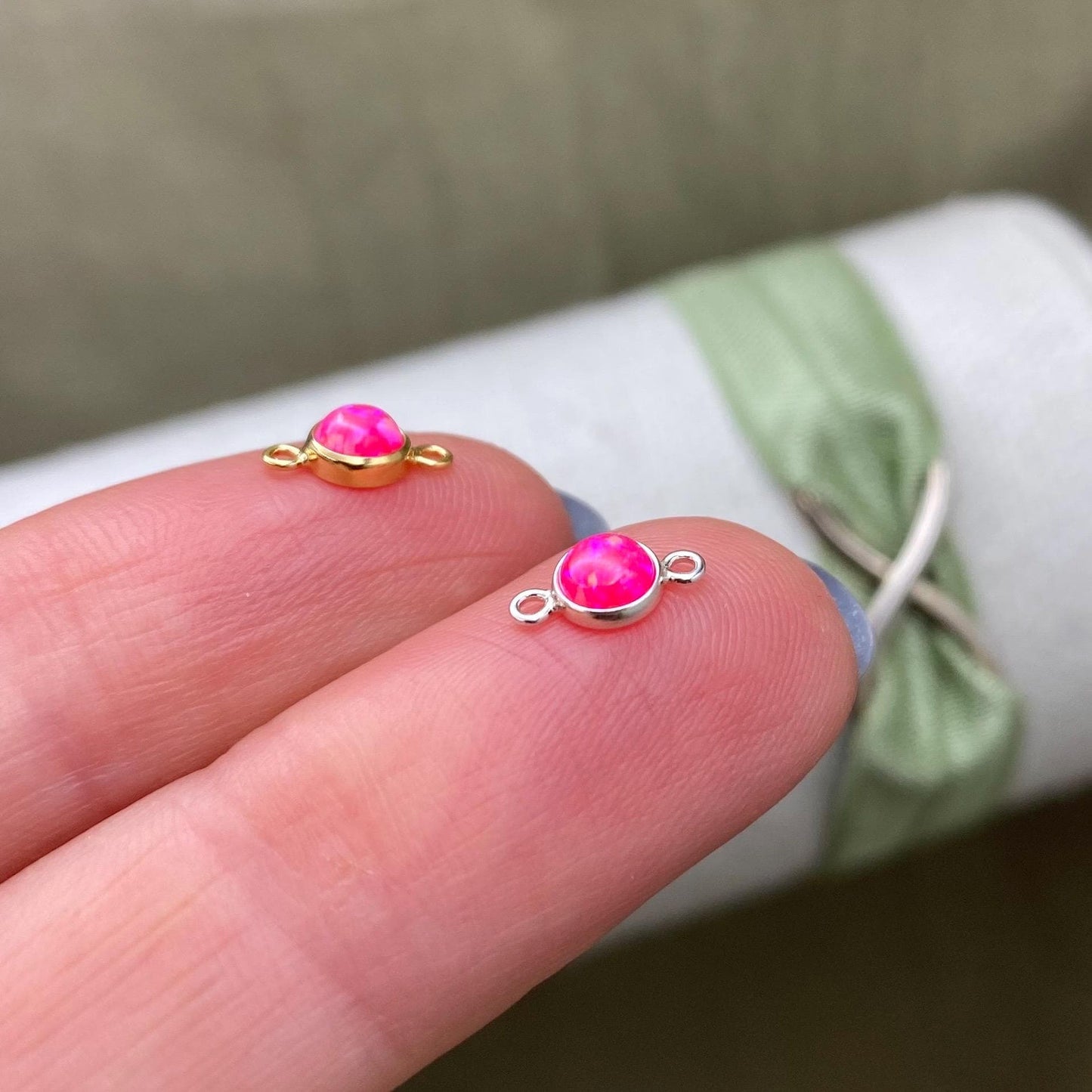 Light Pink Opal Connectors 4mm - 3 Pack - B9