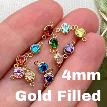 4mm Birthstone Connectors Round - Gold Filled - B2G - OG Colors