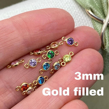 3mm Birthstone Connectors - Gold Filled - B1G - OG Colors