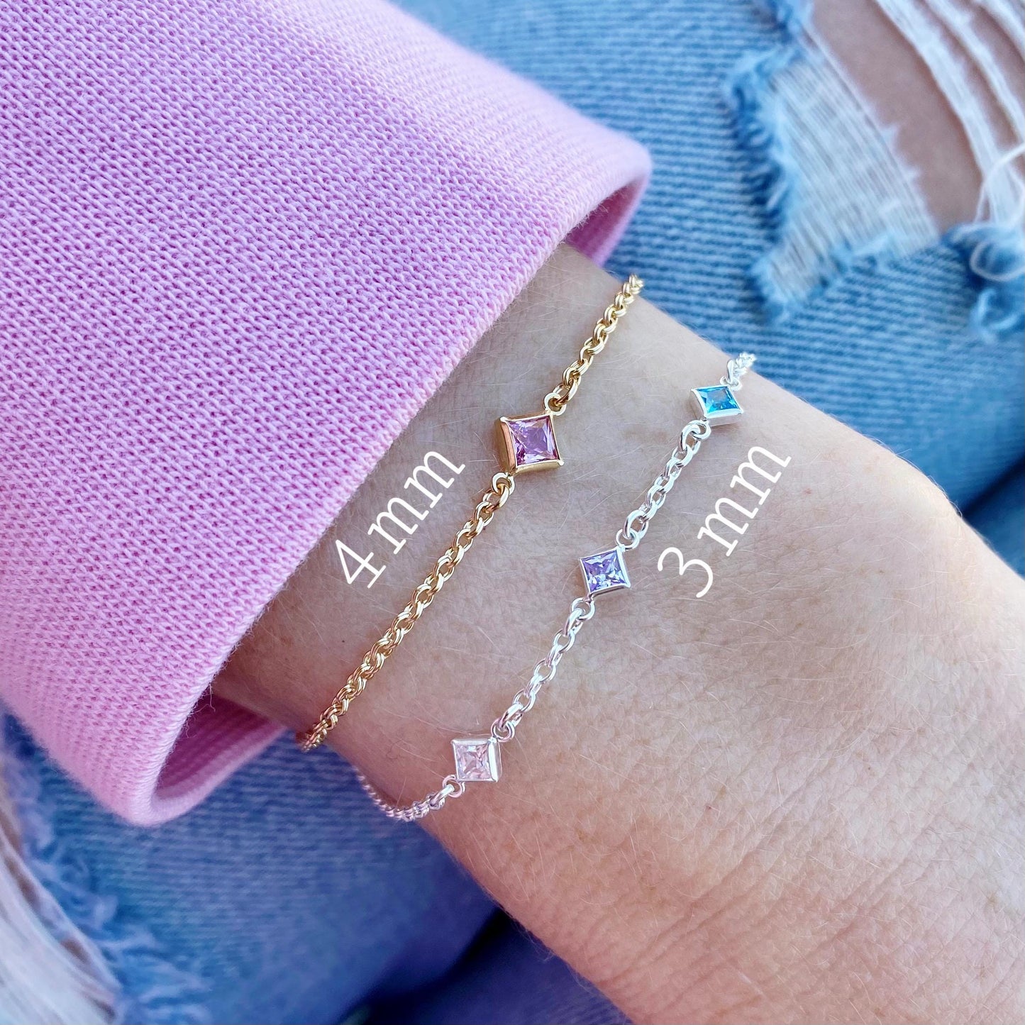 Luxe Diamond 4mm Birthstone Connectors - Gold Filled - B33G - Luxe Colors