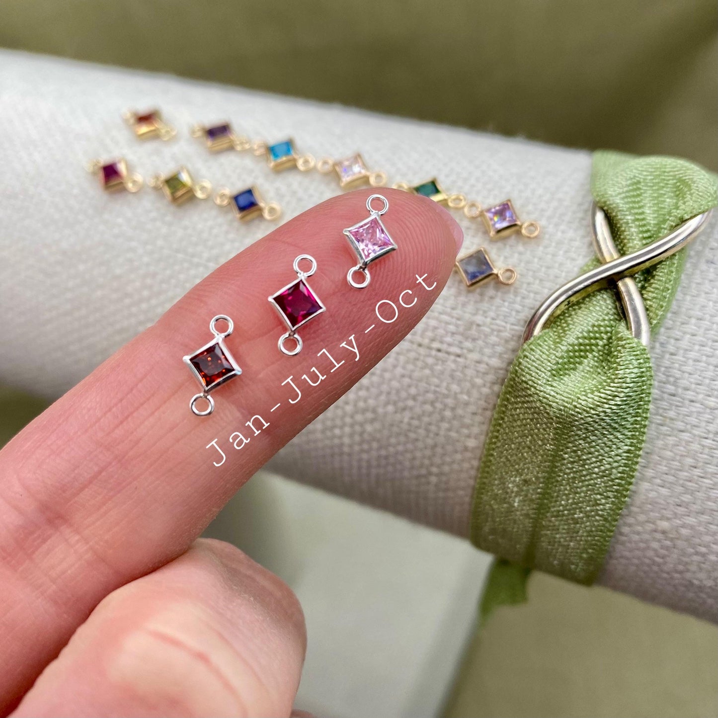 Luxe Heart Birthstone Connectors - Sterling Silver - B39S - Luxe Colors