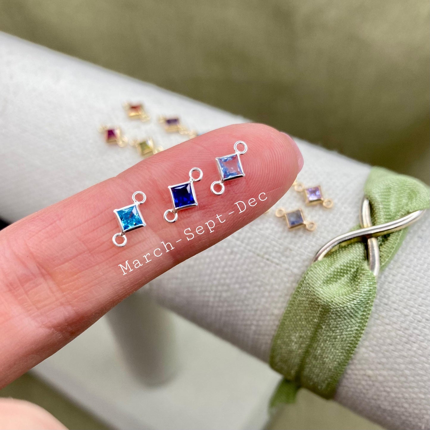 Luxe Heart Birthstone Connectors - Sterling Silver - B39S - Luxe Colors