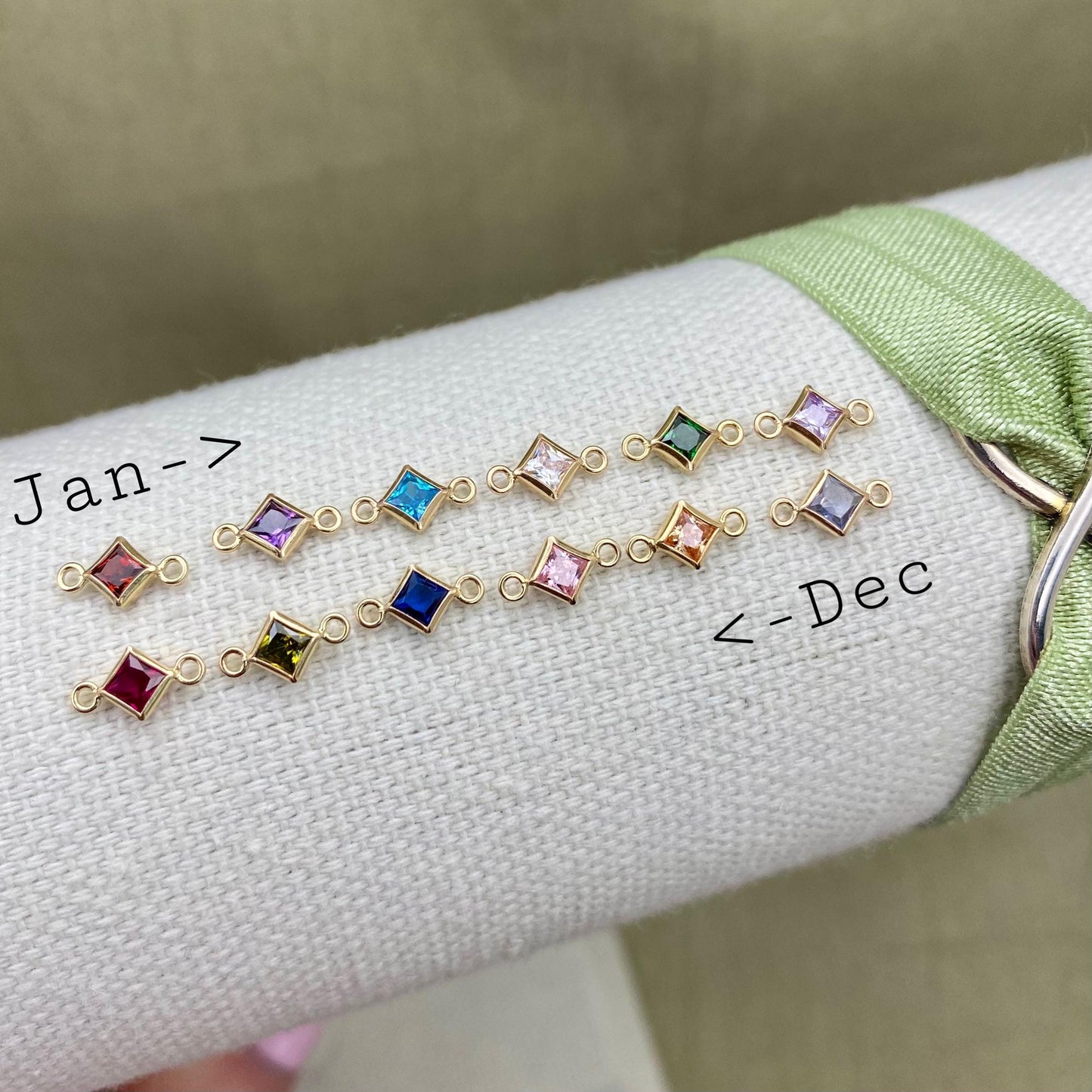 Luxe Diamond 4mm Birthstone Connectors - Gold Filled - B33G - Luxe Colors