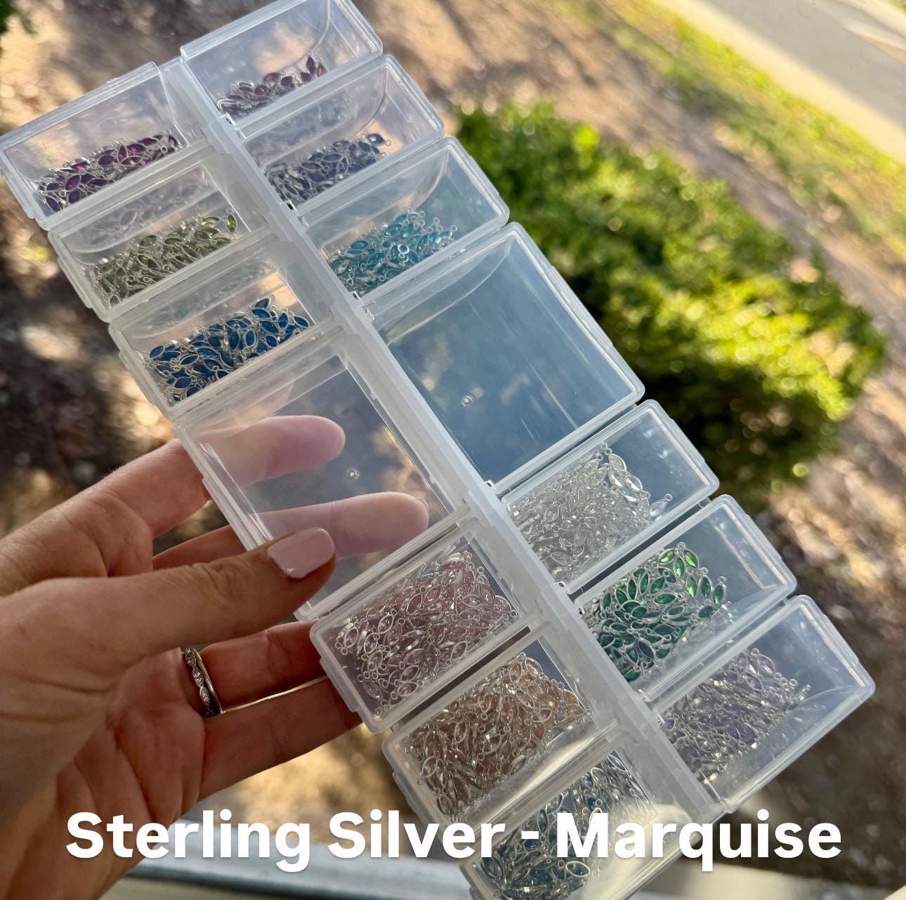 Luxe Marquise Birthstone Connectors - Sterling Silver - B34S - Luxe Colors
