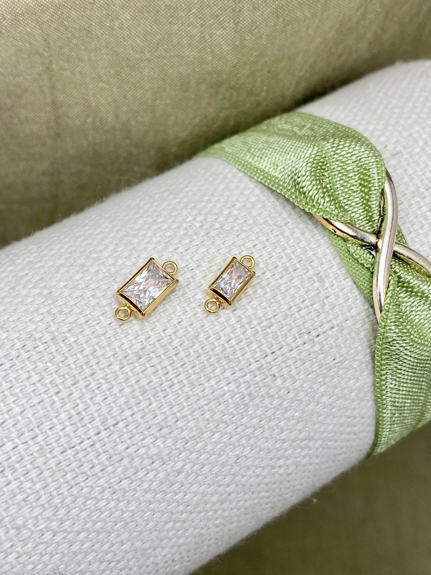 Rectangle Baguette Connectors 5mm & 6mm - 3 Pack - B42 B43 - Gold Filled