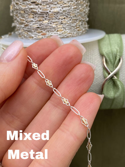 Mixed Metal Diamond & Bar - C44