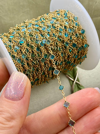 Teal Enamel Chain - 5:1 Clover - E33