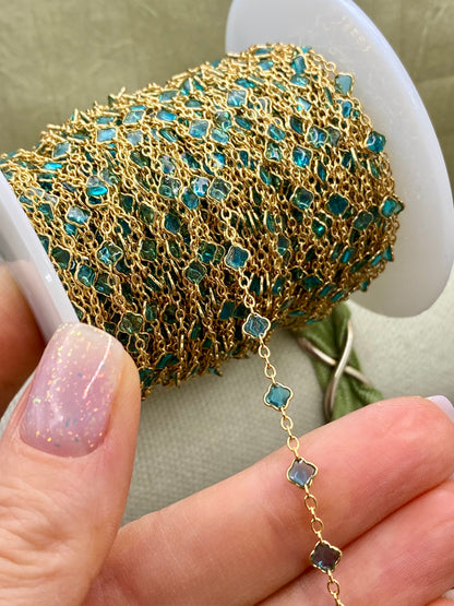 Aqua Teal Enamel Chain - 5:1 Clover - E33