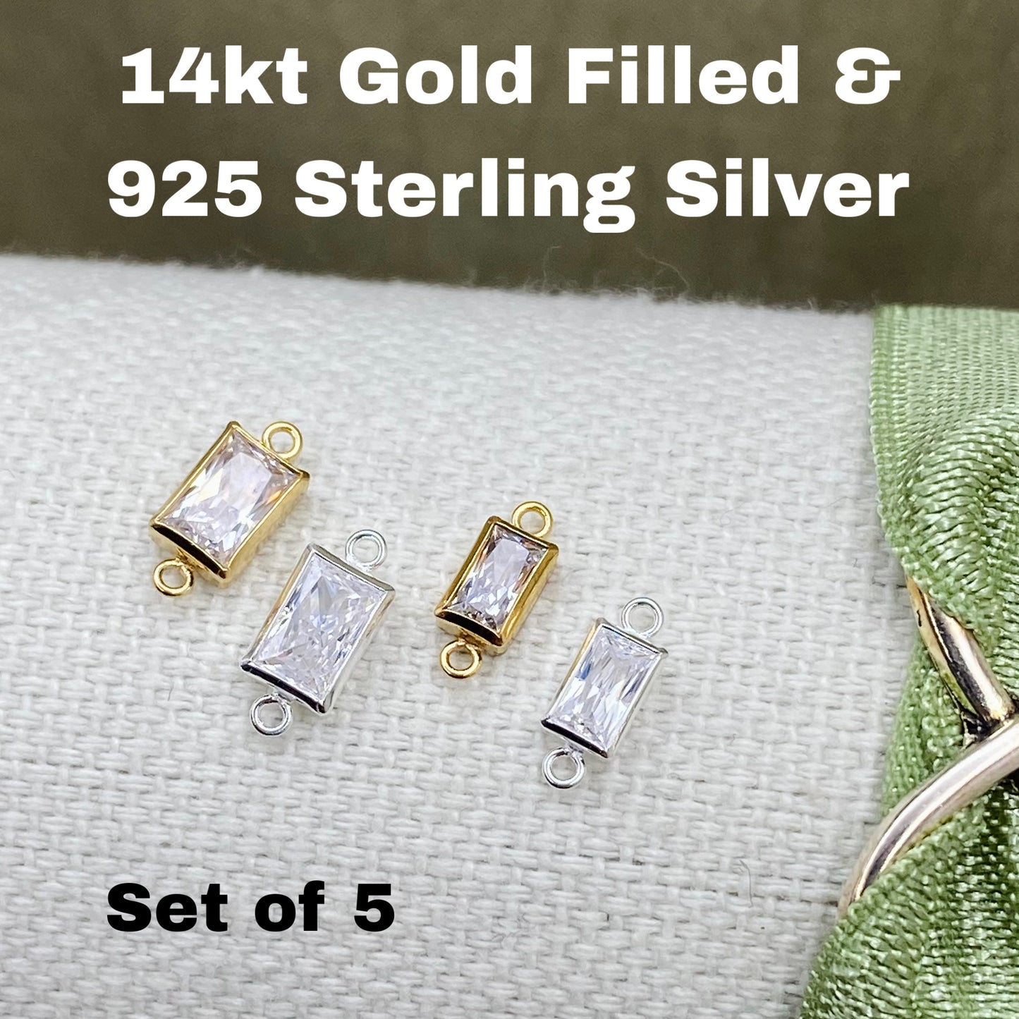 Rectangle Baguette Connectors 5mm & 6mm - 5 Pack - B42 B43