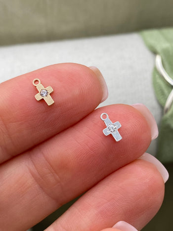 Tiny Cross Charm CZ - 2 Pack - L71