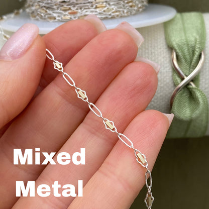 Mixed Metal Diamond & Bar - C44