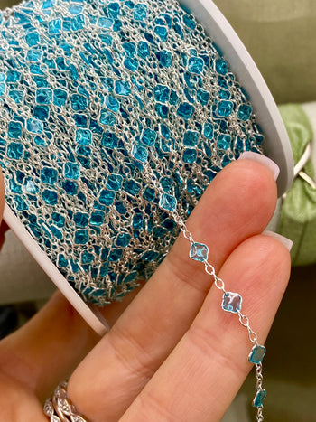 Aqua Teal Enamel Chain - 5:1 Clover - E33