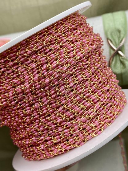 Glitter Pink Enamel Chain - Twin Paperclip - E13