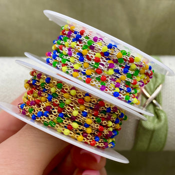 Rainbow Enamel Chain - Dot Cable - E19