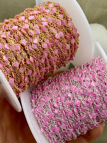 Pink Glitter Enamel Chain - 5:1 Clover - E32