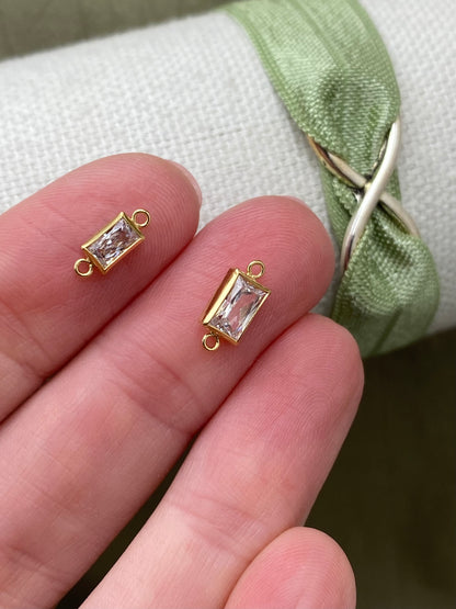 Rectangle Baguette Connectors 5mm & 6mm - 3 Pack - B42 B43 - Gold Filled