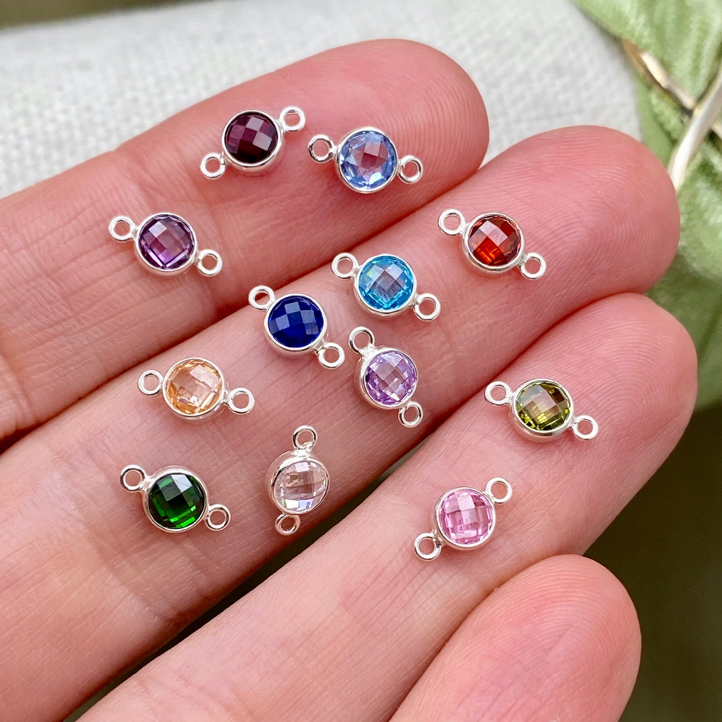 Luxe Flatback Birthstone Connectors 4mm - Sterling Silver- B46S - Luxe Colors