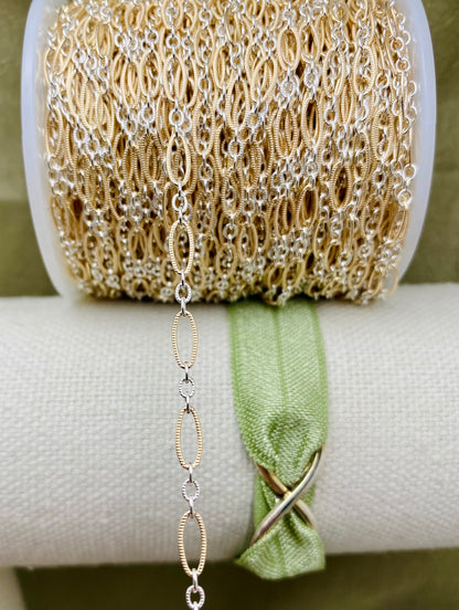 Mixed Metal Textured Oval Long & Short - C34