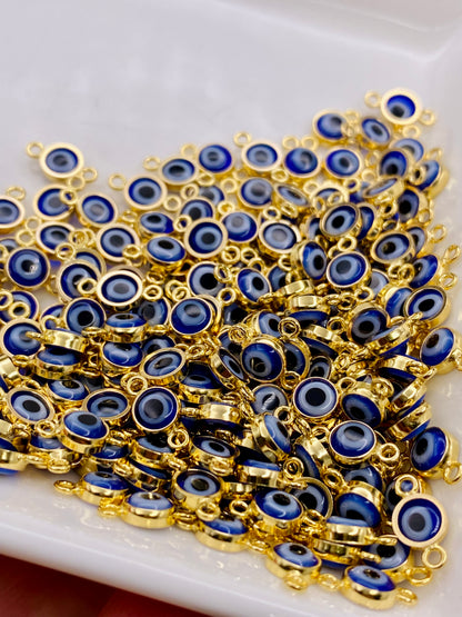 Blue Evil Eye Connectors 4mm - 3 Pack - B48