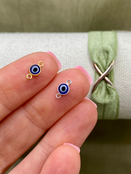 Blue Evil Eye Connectors 4mm - 3 Pack - B48