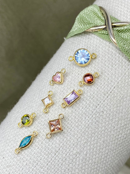 Gold Filled INDIVIDUAL Birthstone Connectors - All Shapes - Luxe Colors